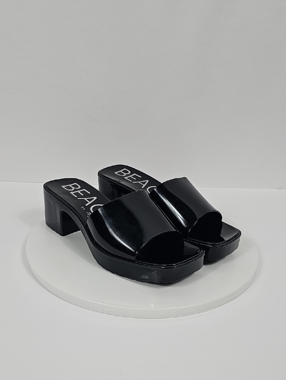 NIB Beach By Matisse Wade Platform Slide Sandals Block Heel Square Toe Black 7 - Picture 2 of 15